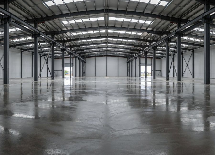 Pardoseala industriala din beton executata intr-o hala